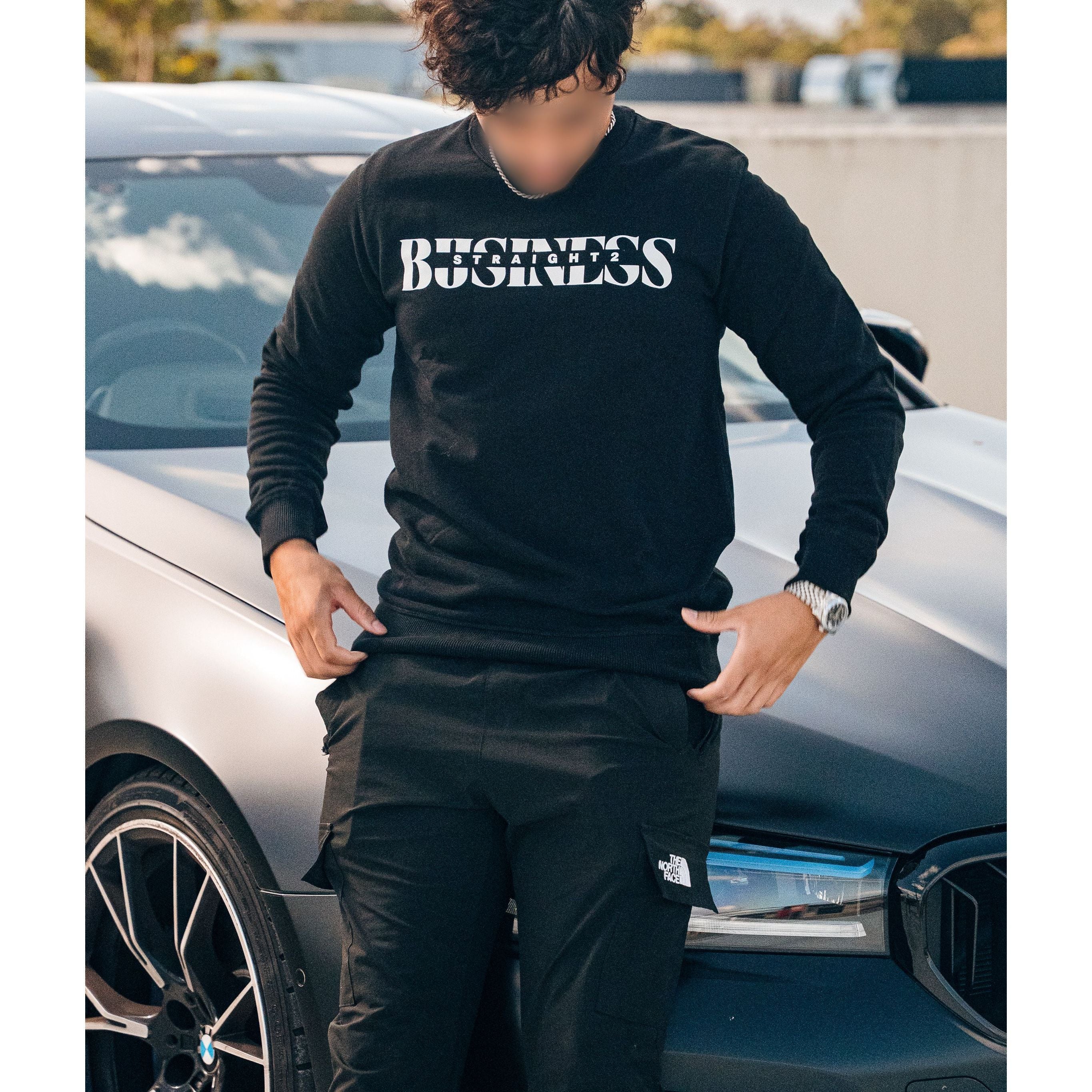 Straight 2 Business Crew Neck Jumper-Black