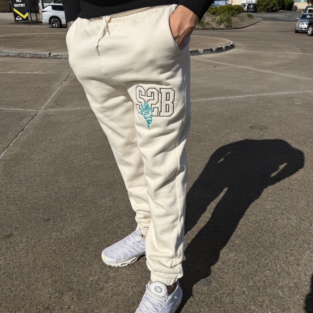 S2B Premium Tracksuit Pants - Cream