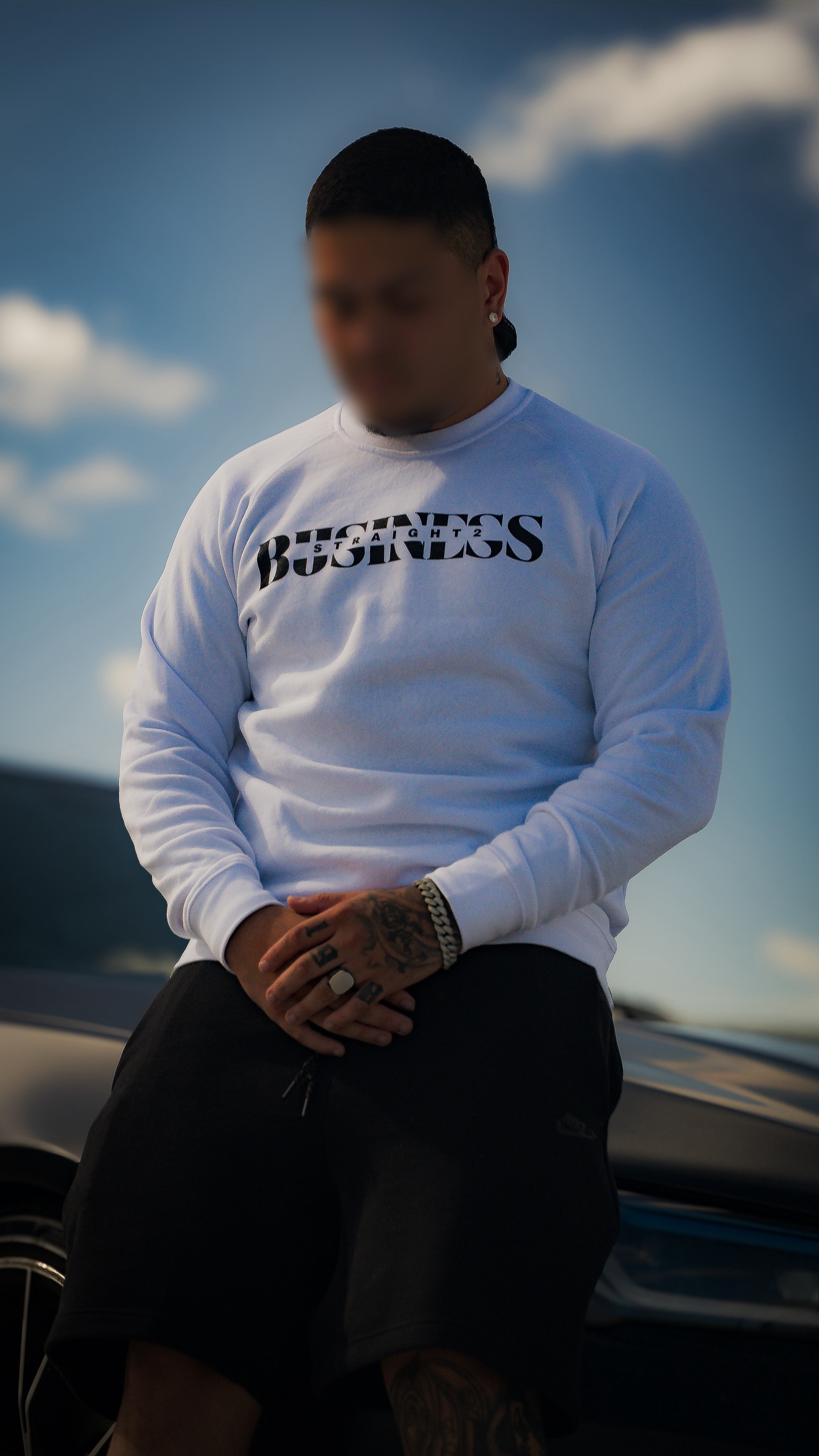 Straight 2 Business Crew Neck Jumper-White